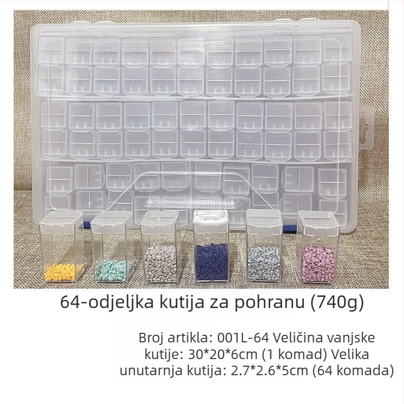 64 mreže dijamantnog slikanja kutija za pohranu nakita za nokte s perlicama od stakla rižine perle kutija "uradi sam" kutija za pribor plastična kutija