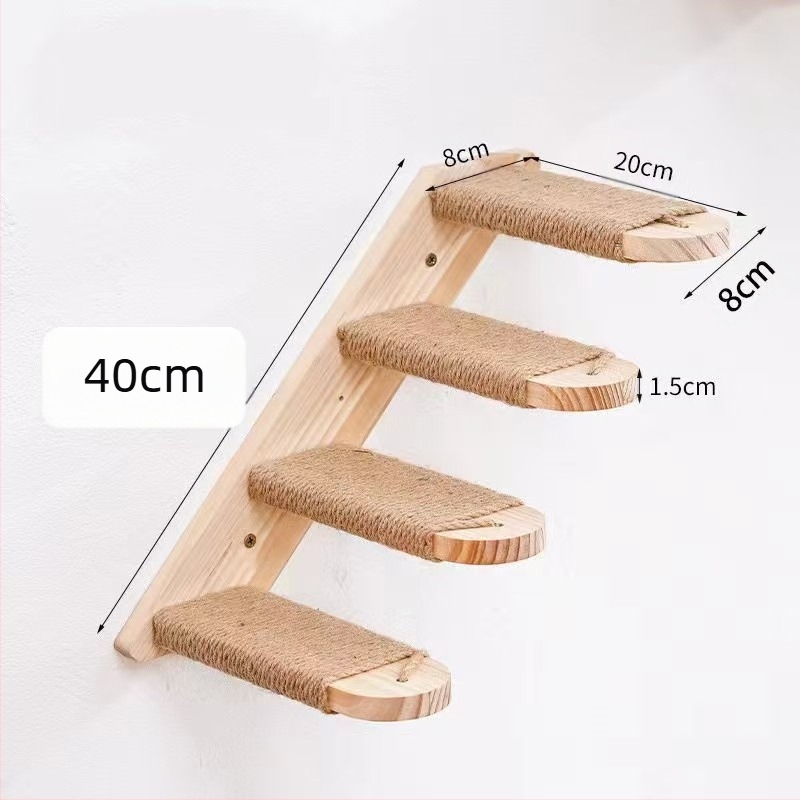 Ljestve za penjanje za mačke od punog drva, stepenice za mačke, drvena platforma za skakanje, stalak za penjanje za mačke, zidni, zidni, ljepljivi, bez čavala, nezauzimajuće ljestve