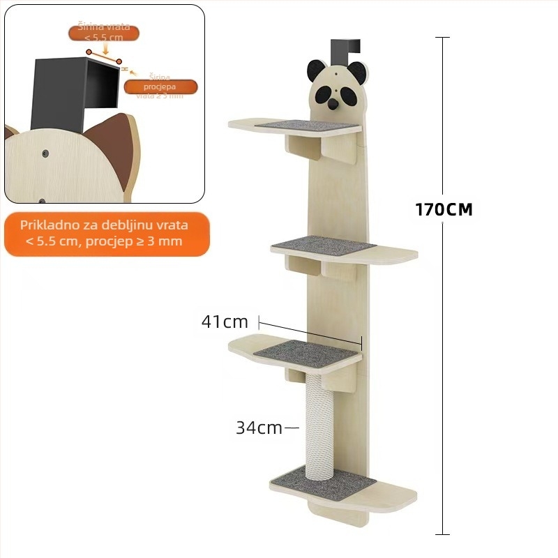 Stalak za penjanje mačaka, zidni, mali, ne prazan, zidni, viseći, vrata od punog drva, stalak za penjanje mačaka, kućanske igračke za mačke, ukrasi za mačji namještaj