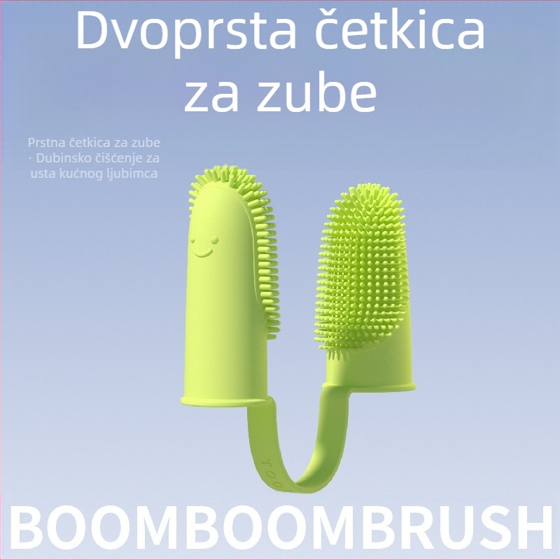 Prekogranična četkica za zube za kućne ljubimce s dvostrukim prstima za pse i mačke, pribor za kućne ljubimce, set za čišćenje zubi s prstima, alat za oralno čišćenje
