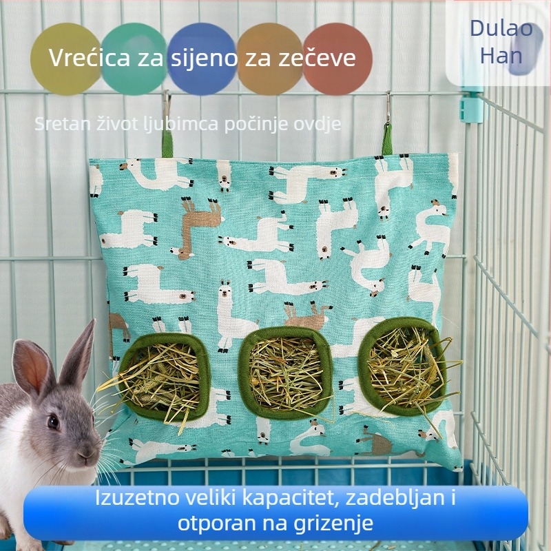 Vreća za hranjenje trave za zečeve prekogranične proizvodnje, stalak za travu, veleprodaja, viseća vreća za hranjenje sijena za zečeve, vreća za travu za zečeve