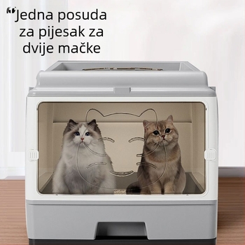 Predimenzionirani, potpuno zatvoreni umivaonik za mačji posip, dvostruka vrata, nadograđeni mačji WC, predimenzionirani prostor, bezbrižan, otporan na mirise, sprječavanje bočnog curenja