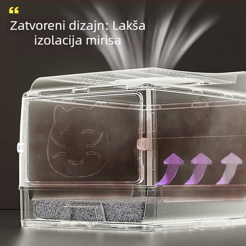 Predimenzionirani, potpuno zatvoreni umivaonik za mačji posip, dvostruka vrata, nadograđeni mačji WC, predimenzionirani prostor, bezbrižan, otporan na mirise, sprječavanje bočnog curenja