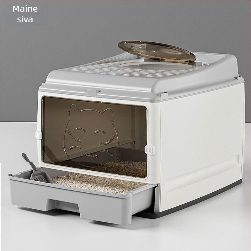 Predimenzionirani, potpuno zatvoreni umivaonik za mačji posip, dvostruka vrata, nadograđeni mačji WC, predimenzionirani prostor, bezbrižan, otporan na mirise, sprječavanje bočnog curenja