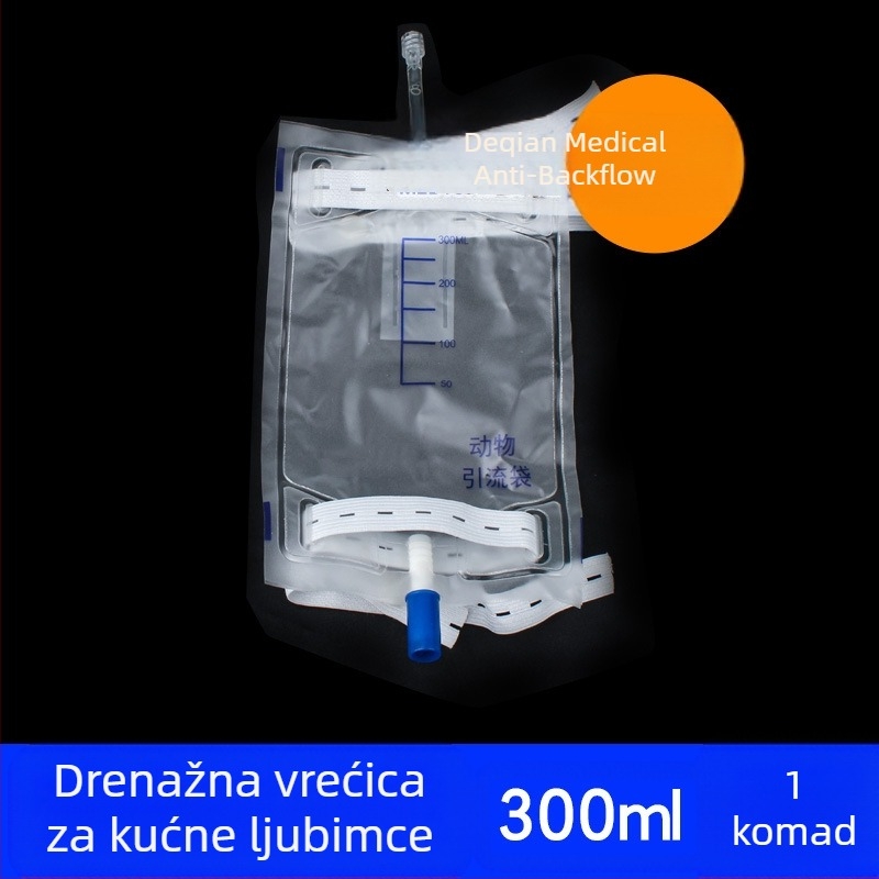 Silikonski kateter za jednokratnu upotrebu za kućne ljubimce, dvostruki lumen, za pse s vrećicom za sjenu i vrećicom za mokrenje za pse, drenažna vrećica