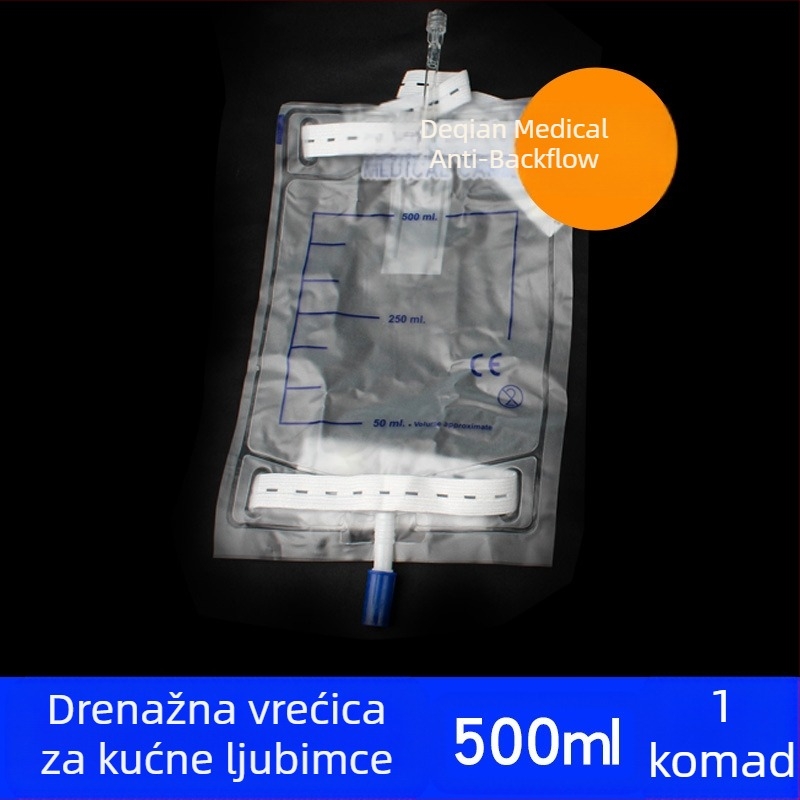 Silikonski kateter za jednokratnu upotrebu za kućne ljubimce, dvostruki lumen, za pse s vrećicom za sjenu i vrećicom za mokrenje za pse, drenažna vrećica