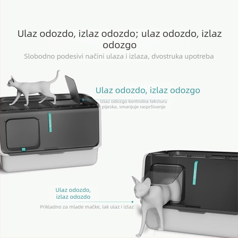 Shouai ekstra veliki potpuno zatvoreni mačji WC za mačke unutra i van Puppet Cat protiv posipavanja otvoreni umivaonik za mačji posip