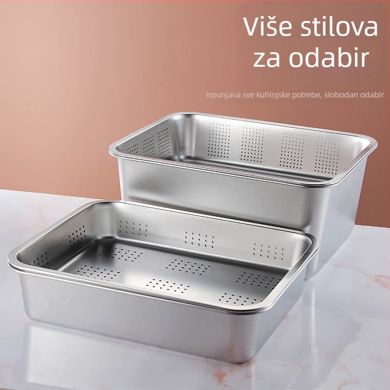 Nehrđajući čelik s ravnim dnom, kvadratni pladanj, komercijalni pravokutni pladanj, produbljivanje, bušenje, kvadratni umivaonik, odvodni umivaonik, umivaonik za prženo povrće
