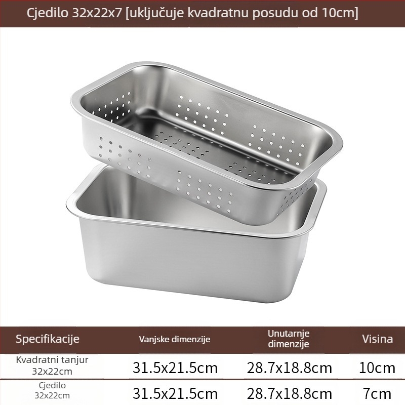 Nehrđajući čelik s ravnim dnom, kvadratni pladanj, komercijalni pravokutni pladanj, produbljivanje, bušenje, kvadratni umivaonik, odvodni umivaonik, umivaonik za prženo povrće
