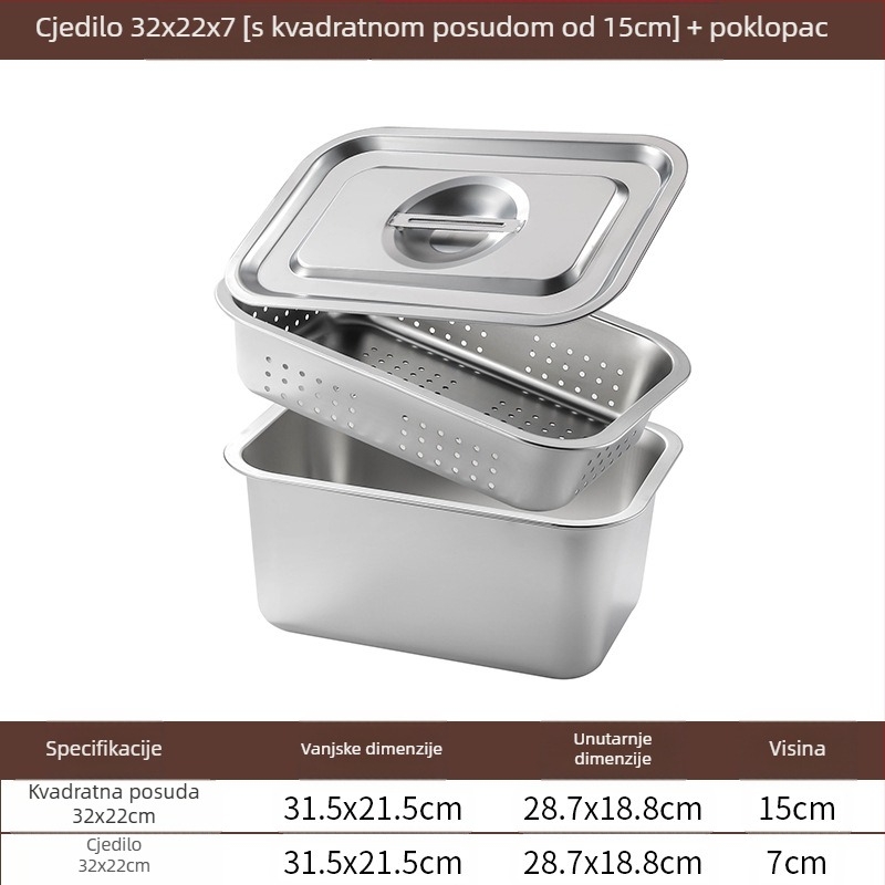 Nehrđajući čelik s ravnim dnom, kvadratni pladanj, komercijalni pravokutni pladanj, produbljivanje, bušenje, kvadratni umivaonik, odvodni umivaonik, umivaonik za prženo povrće