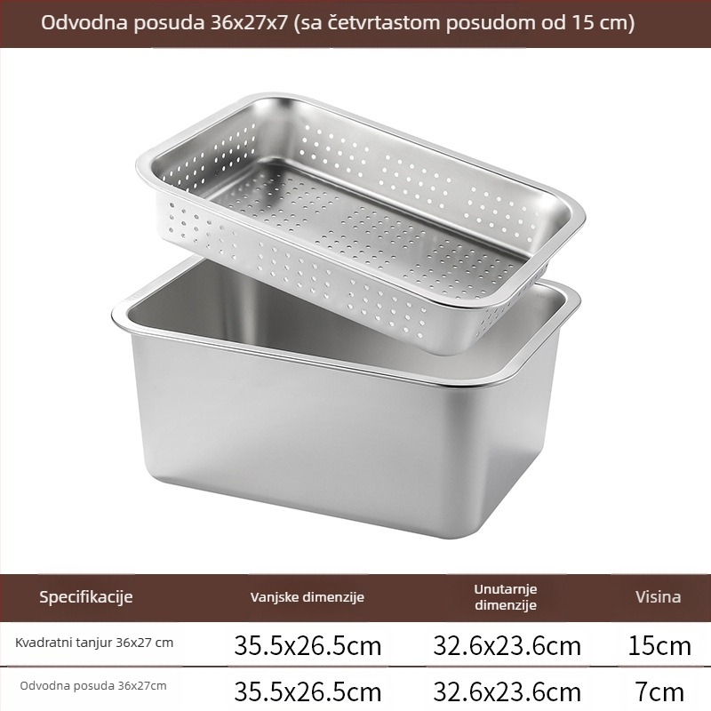 Nehrđajući čelik s ravnim dnom, kvadratni pladanj, komercijalni pravokutni pladanj, produbljivanje, bušenje, kvadratni umivaonik, odvodni umivaonik, umivaonik za prženo povrće