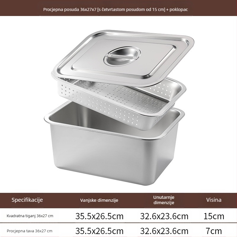 Nehrđajući čelik s ravnim dnom, kvadratni pladanj, komercijalni pravokutni pladanj, produbljivanje, bušenje, kvadratni umivaonik, odvodni umivaonik, umivaonik za prženo povrće