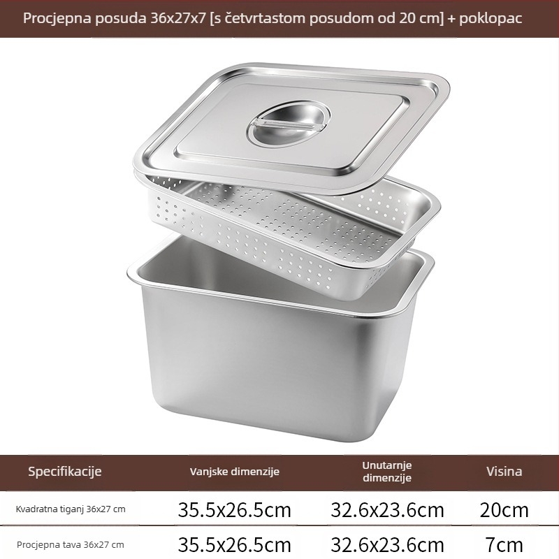 Nehrđajući čelik s ravnim dnom, kvadratni pladanj, komercijalni pravokutni pladanj, produbljivanje, bušenje, kvadratni umivaonik, odvodni umivaonik, umivaonik za prženo povrće