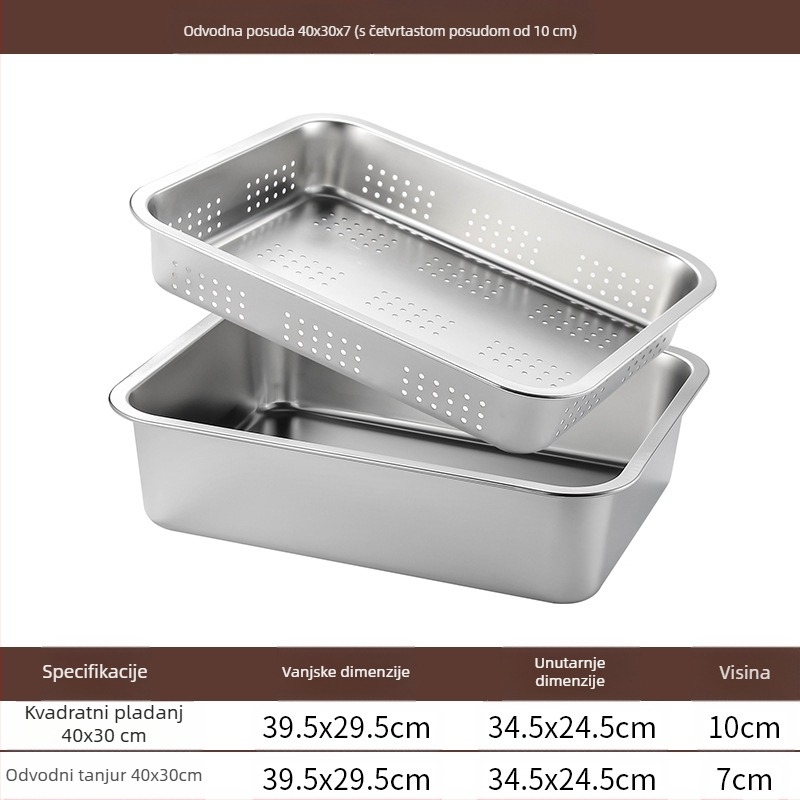 Nehrđajući čelik s ravnim dnom, kvadratni pladanj, komercijalni pravokutni pladanj, produbljivanje, bušenje, kvadratni umivaonik, odvodni umivaonik, umivaonik za prženo povrće