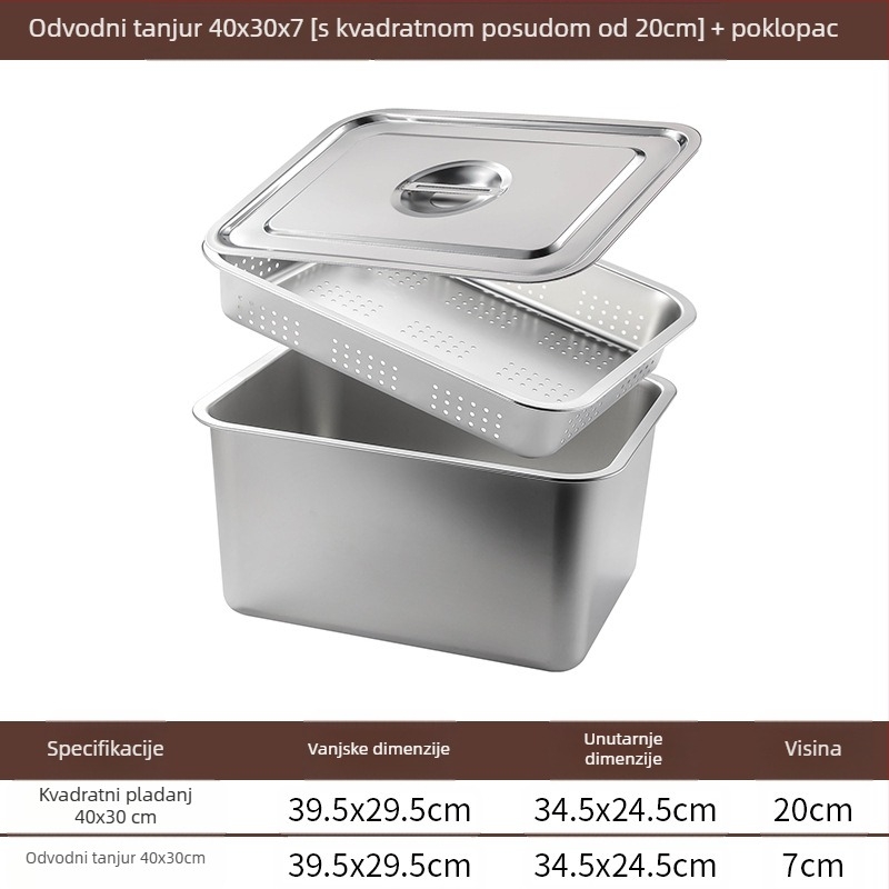 Nehrđajući čelik s ravnim dnom, kvadratni pladanj, komercijalni pravokutni pladanj, produbljivanje, bušenje, kvadratni umivaonik, odvodni umivaonik, umivaonik za prženo povrće