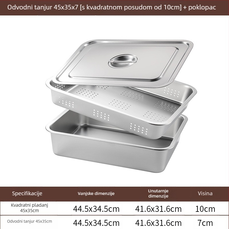 Nehrđajući čelik s ravnim dnom, kvadratni pladanj, komercijalni pravokutni pladanj, produbljivanje, bušenje, kvadratni umivaonik, odvodni umivaonik, umivaonik za prženo povrće