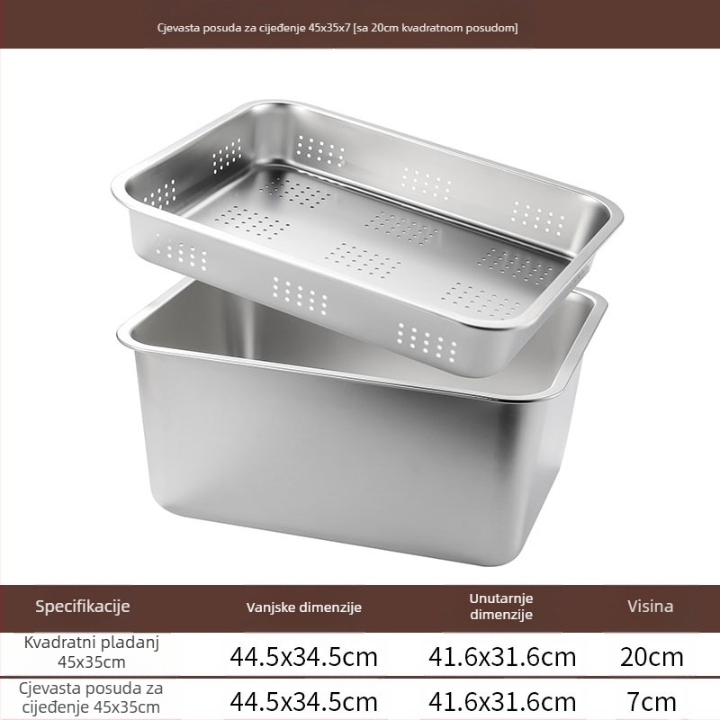 Nehrđajući čelik s ravnim dnom, kvadratni pladanj, komercijalni pravokutni pladanj, produbljivanje, bušenje, kvadratni umivaonik, odvodni umivaonik, umivaonik za prženo povrće