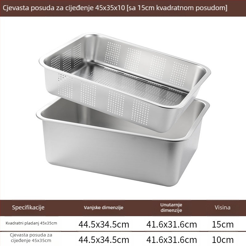 Nehrđajući čelik s ravnim dnom, kvadratni pladanj, komercijalni pravokutni pladanj, produbljivanje, bušenje, kvadratni umivaonik, odvodni umivaonik, umivaonik za prženo povrće