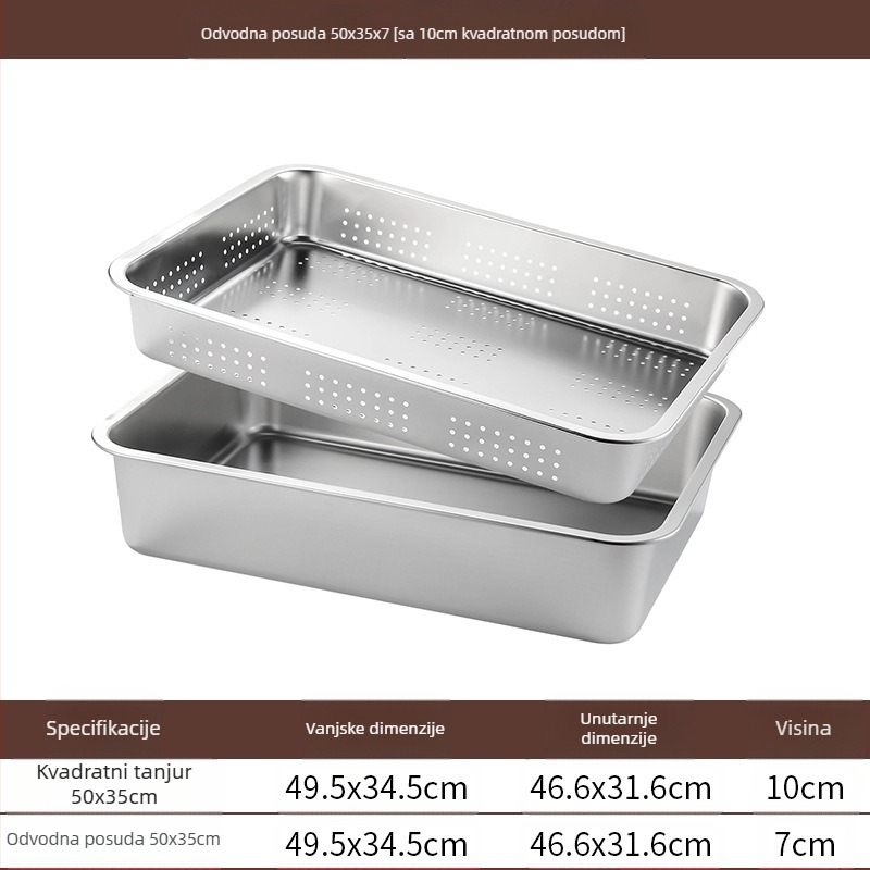 Nehrđajući čelik s ravnim dnom, kvadratni pladanj, komercijalni pravokutni pladanj, produbljivanje, bušenje, kvadratni umivaonik, odvodni umivaonik, umivaonik za prženo povrće