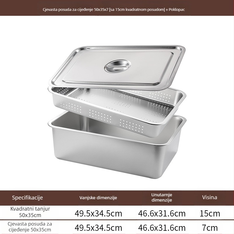 Nehrđajući čelik s ravnim dnom, kvadratni pladanj, komercijalni pravokutni pladanj, produbljivanje, bušenje, kvadratni umivaonik, odvodni umivaonik, umivaonik za prženo povrće