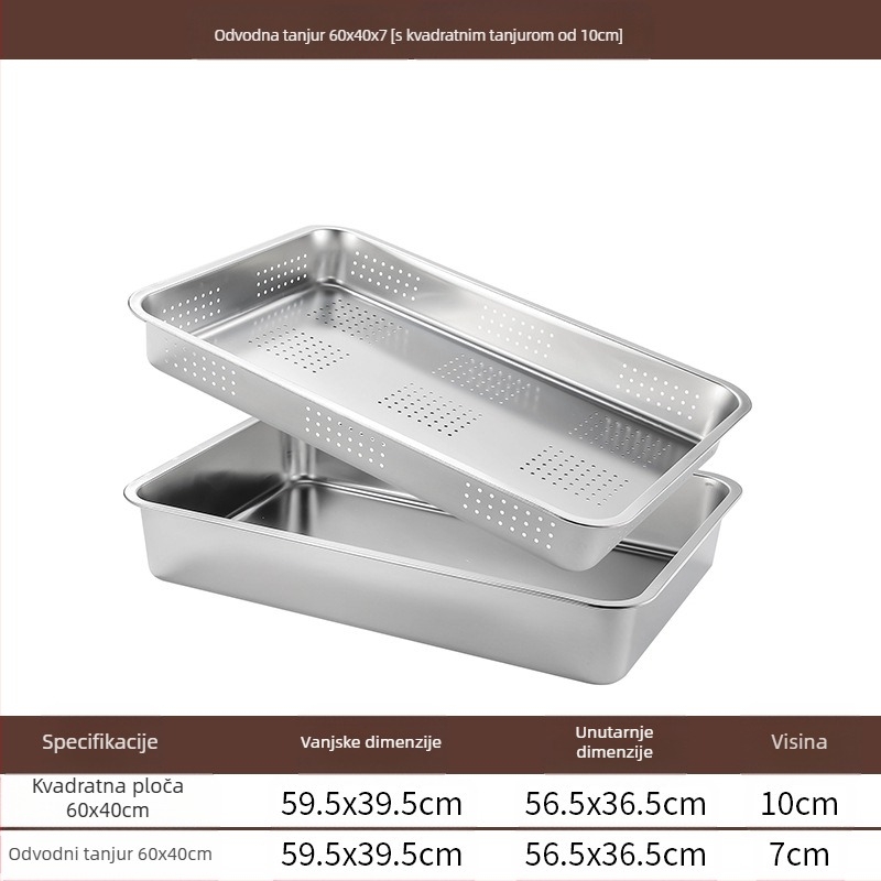 Nehrđajući čelik s ravnim dnom, kvadratni pladanj, komercijalni pravokutni pladanj, produbljivanje, bušenje, kvadratni umivaonik, odvodni umivaonik, umivaonik za prženo povrće