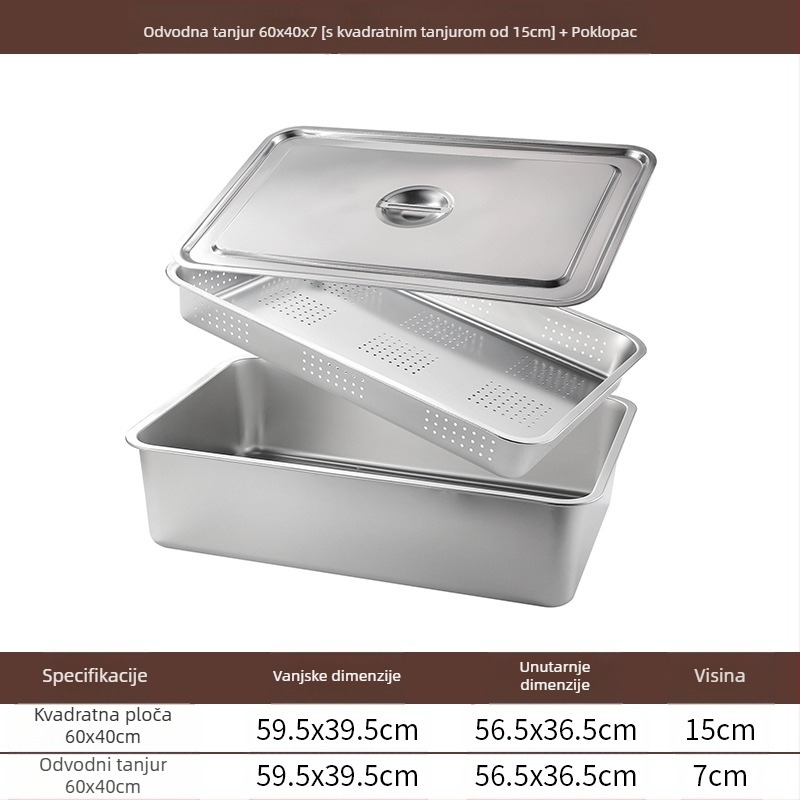 Nehrđajući čelik s ravnim dnom, kvadratni pladanj, komercijalni pravokutni pladanj, produbljivanje, bušenje, kvadratni umivaonik, odvodni umivaonik, umivaonik za prženo povrće