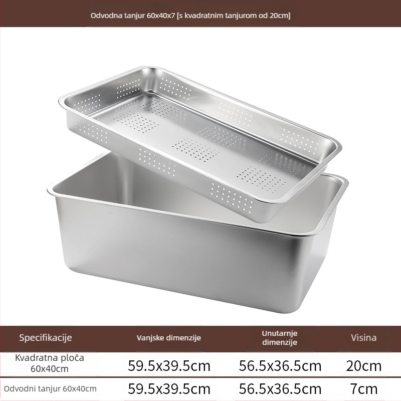 Nehrđajući čelik s ravnim dnom, kvadratni pladanj, komercijalni pravokutni pladanj, produbljivanje, bušenje, kvadratni umivaonik, odvodni umivaonik, umivaonik za prženo povrće