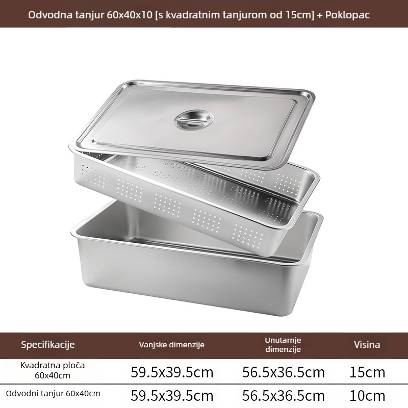 Nehrđajući čelik s ravnim dnom, kvadratni pladanj, komercijalni pravokutni pladanj, produbljivanje, bušenje, kvadratni umivaonik, odvodni umivaonik, umivaonik za prženo povrće