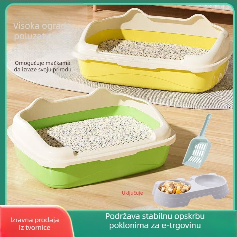 Prekogranična kutija za mačji posip, prevelika, potpuno poluzatvorena, mačji WC protiv pijeska, truba, kutija za mačji posip za mačke, pribor za mačke