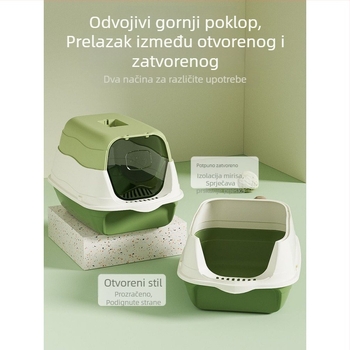 Potpuno zatvorena kutija za pijesak za mačke s brojem, sprječavanje neugodnih mirisa s kavezom za pijesak, umivaonikom za mačji izmet, zadanim postavkama za mačke