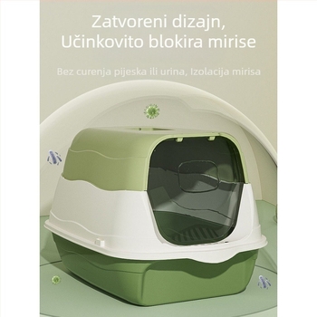Potpuno zatvorena kutija za pijesak za mačke s brojem, sprječavanje neugodnih mirisa s kavezom za pijesak, umivaonikom za mačji izmet, zadanim postavkama za mačke