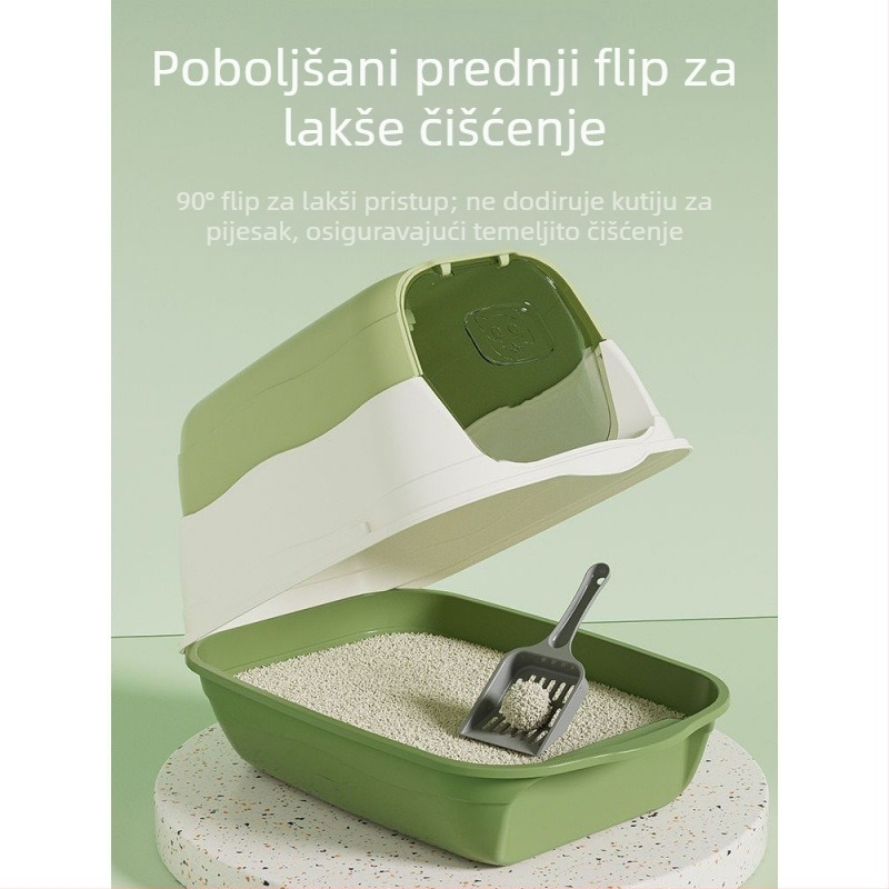Potpuno zatvorena kutija za pijesak za mačke s brojem, sprječavanje neugodnih mirisa s kavezom za pijesak, umivaonikom za mačji izmet, zadanim postavkama za mačke