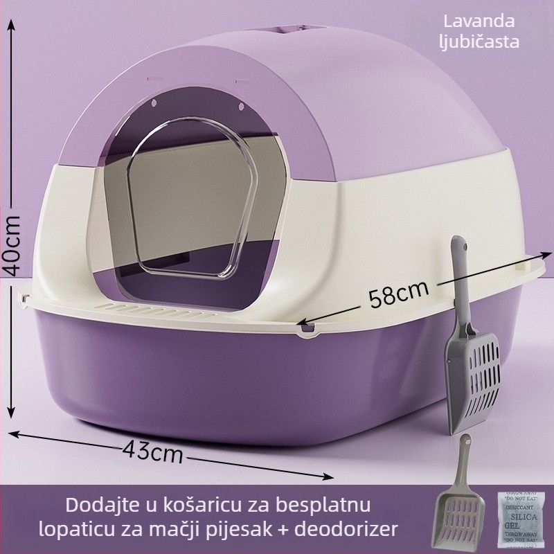 Potpuno zatvorena kutija za pijesak za mačke s brojem, sprječavanje neugodnih mirisa s kavezom za pijesak, umivaonikom za mačji izmet, zadanim postavkama za mačke