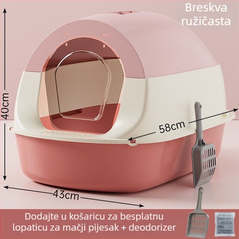 Potpuno zatvorena kutija za pijesak za mačke s brojem, sprječavanje neugodnih mirisa s kavezom za pijesak, umivaonikom za mačji izmet, zadanim postavkama za mačke