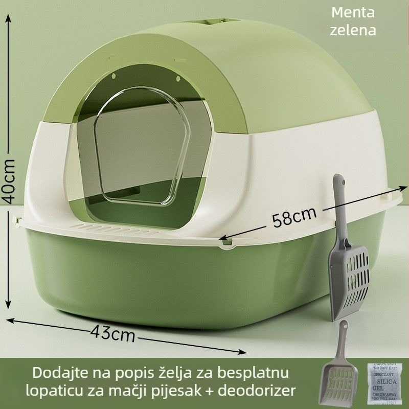 Potpuno zatvorena kutija za pijesak za mačke s brojem, sprječavanje neugodnih mirisa s kavezom za pijesak, umivaonikom za mačji izmet, zadanim postavkama za mačke