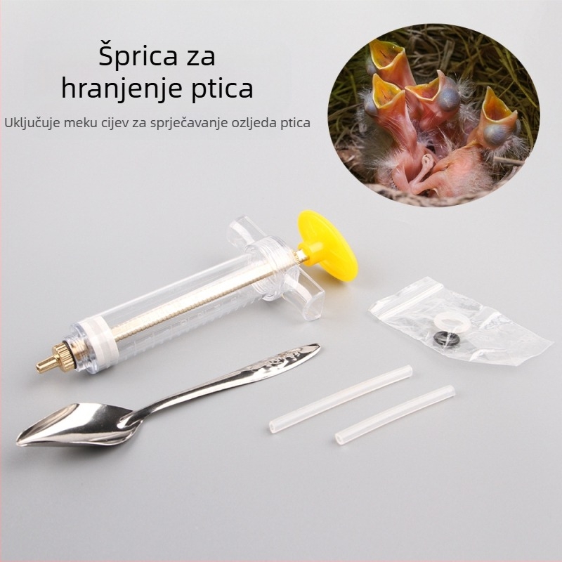 Tvornica na zalihi plastična hranilica za ptice za papige, ručno uzgojena hranilica za papige sa štrcaljkom, žlica, pribor za ptice na veliko