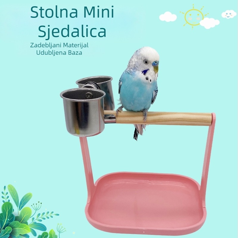 Stanica za papige, stolni štap, mali stalak, stanica za ptice, stalak za ptice, platforma za čaše s hranom, stanica za obuku, nosač, pribor za ptice