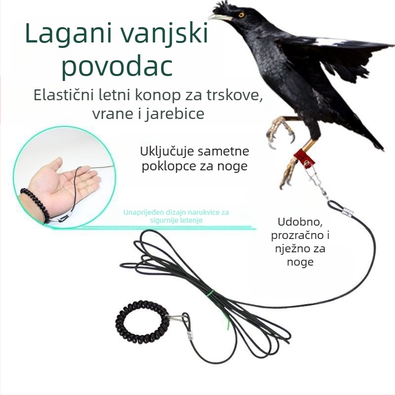 Lagano uže za letenje za ptice, vrana s bijelim vratom, uže za hodanje za ptice, baršunasta kožna futrola koja ne ozljeđuje stopala