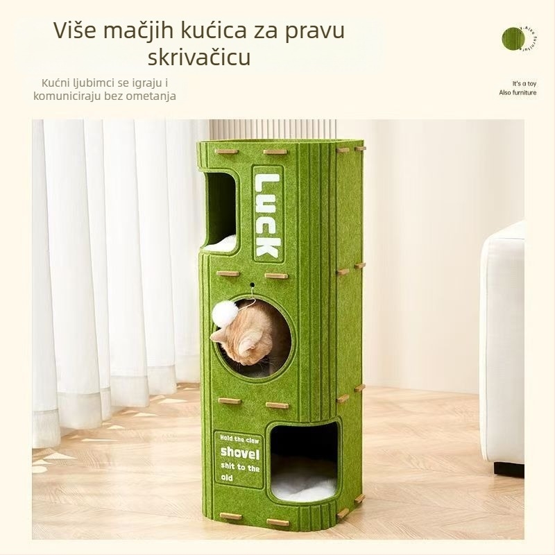 [8218 Narodna kolekcija] Okvir za penjanje za mačke, mačje drvo s integriranom rupom za mačje drvo, dvoslojno, višeslojno mačje gnijezdo za održavanje topline zimi