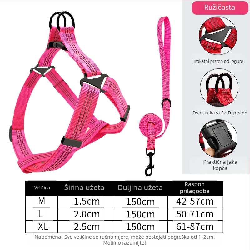 Nova povodica za pse bez ruku, srednje veličine, prsa, leđa, pribor za kućne ljubimce, remen za prsa, veleprodaja užeta za šetanje pasa