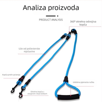 Odvojiva uzica za dva psa s jednim povlačenjem, dvije uzice, dvoglava uzica za hodanje pasa, lanac za pse, plišani zlatni retriver, pribor za male i velike pse