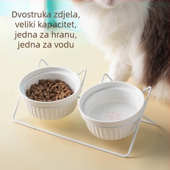 Keramička zdjela za mačke zdjela za mačju hranu zdjela za pse zdjela za piće zdjela za hranu zaštita cervikalne dvostruke keramičke zdjele za mačke pribor za kućne ljubimce