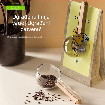 Nova drvena drška za žlicu za mačju hranu, žlica za mačju hranu s kopčom za mačke i pse, lopata za hranu, žlica za pseću hranu, pribor za kućne ljubimce