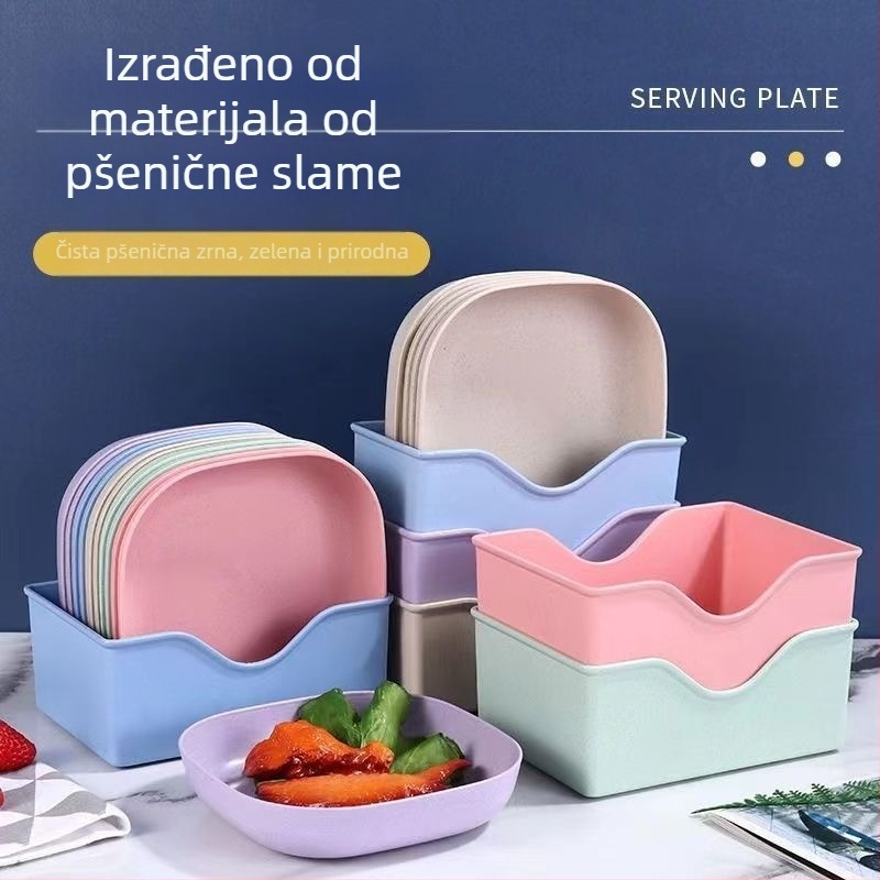 Posuda za pljuvanje kostiju Kućanska posuda za kostiju Kreativna plastična posuda Mala posuda s bazom Blagovaonski stol u japanskom stilu Pšenična slama