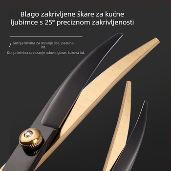 Set škare za njegu psa - zakrivljene škare za dlaku i alat za podrezivanje dlake