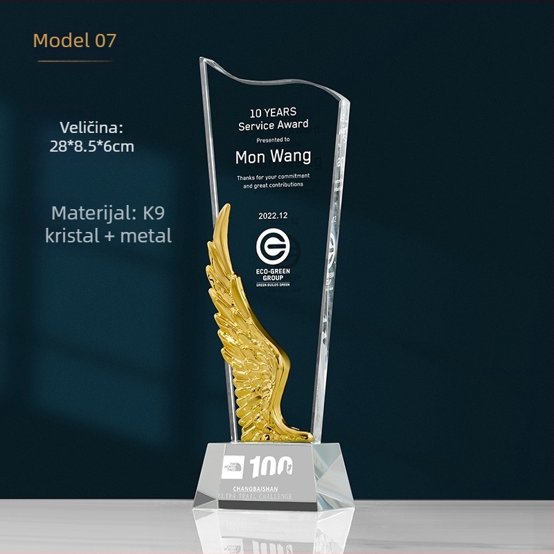 Kristalni trofej metalni kristalni trofej kreativna petokraka zvijezda vrhunske elegantne izvrsne prodajne kartice za osoblje