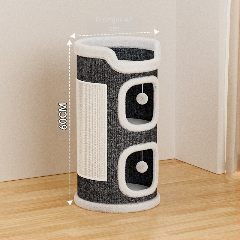 Mačje gnijezdo, okvir za penjanje za mačke, mačje drvo, integrirana daska za grebanje za mačke, univerzalno zimsko toplo, poluzatvoreno, dvoslojno mačje gnijezdo od sisala