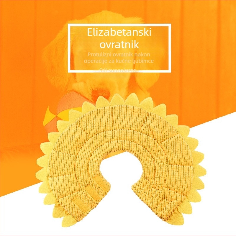 Ogrlica Sunflower Elizabethan za mačke i pse, pokrivalo za glavu protiv ogrebotina i lizanja kućnih ljubimaca, mekana ogrlica za mačke, krug srama