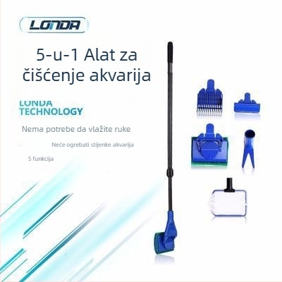 Londa Extended Aquarium Fish Tank Akvarijski pribor Alat za uređenje okoliša akvarija s pet dugih ručki, četka za čišćenje bez mrtvih kutova