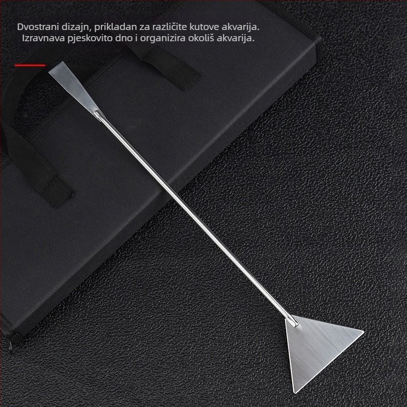 Četka za čišćenje akvarija, alati za čišćenje vode, ravna lopata za pijesak od nehrđajućeg čelika, strugač za mahovinu, lopata za uklanjanje vodenih algi za akvarij